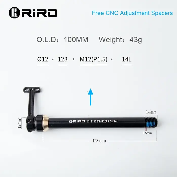RIRO vélo caché dégagement rapide baril tige d'arbre 12/15MM ultraléger en alliage d'aluminium QR vt