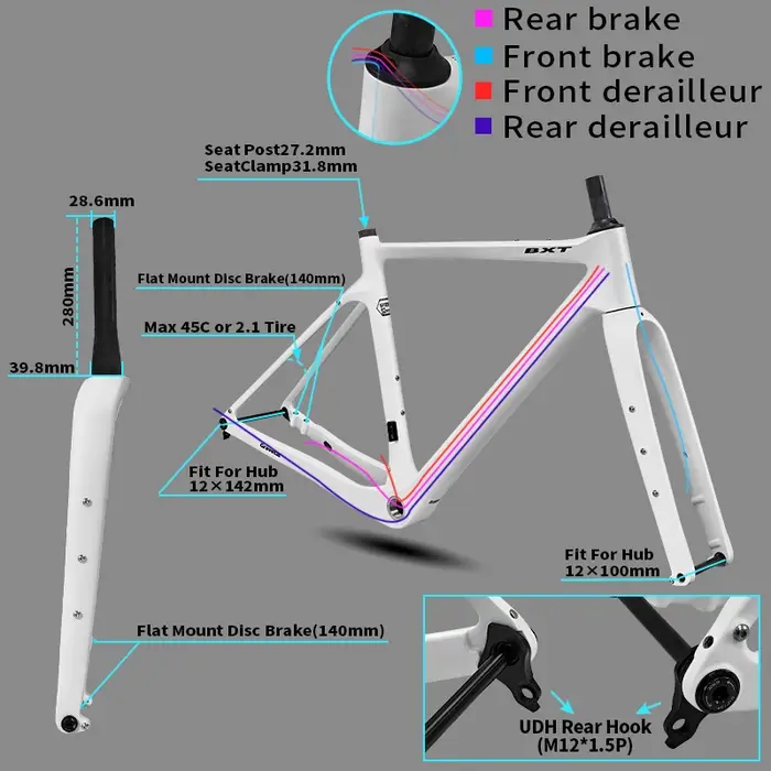 Cadre de vélo de route de frein à disque