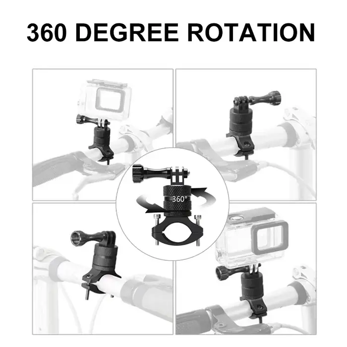 Support de vélo en alliage d'aluminium pour GoPro 13 12 11 10 9 8 avec vis 1/4