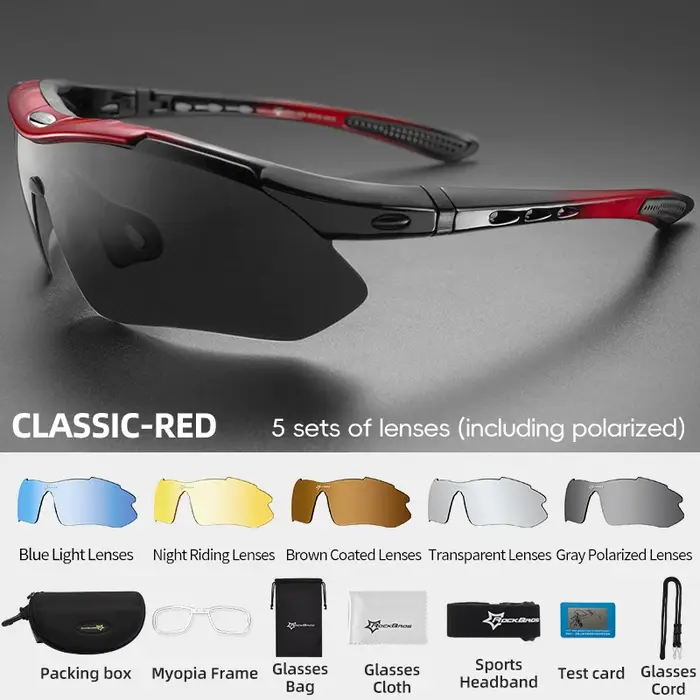 Lunettes de soleil photochromiques polarisées ROCKBROS pour le cyclisme, VTT, sports de plein air, a