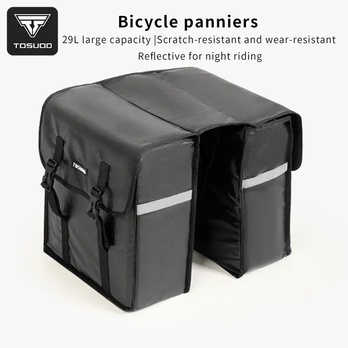 Sacs de Selle de Vélo TOSUOD, Capacité 29L, Sacs Latéraux Doubles pour VTT, Équipement de Cyclisme L