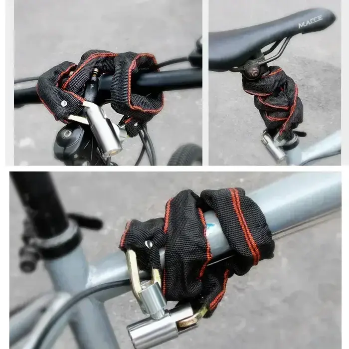 Antivol de vélo extra long et épaissi, chaîne antivol en nylon pour véhicules électriques 360 °   Verrou de vélo de montagne à protection rotative