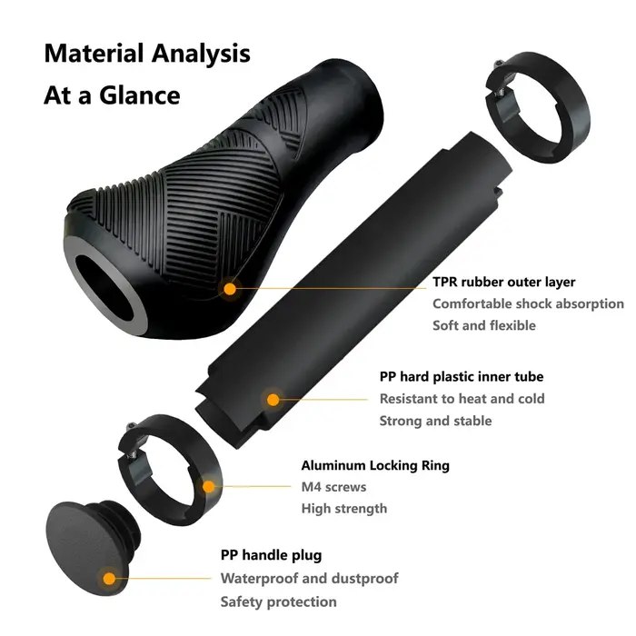 SHIZIWANGRI poignées de vélo en caoutchouc anti-dérapant longue courte VTT antichoc guidon couverture verrouillage sur poignée de cyclisme ergonomique