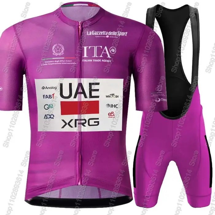 Ensemble de cyclisme homme maillot et short à bretelles rose violet pour vélo de route et VTT été confort gel