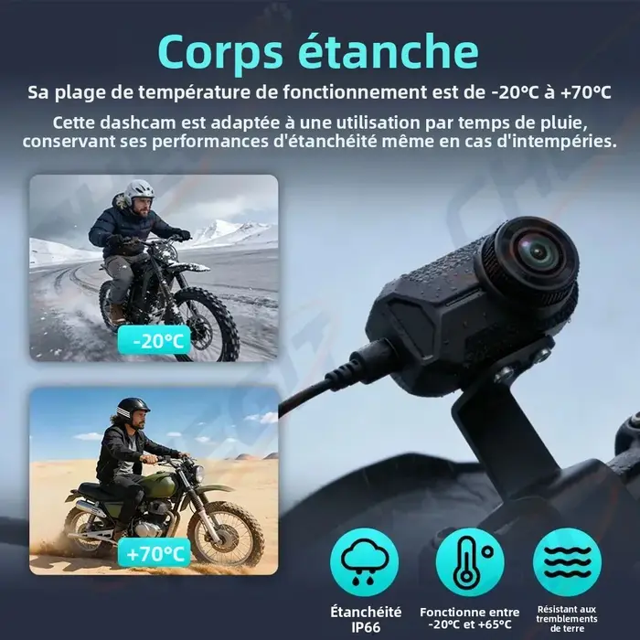 Nouvelle Caméra de Conduite Moto 2K HD IP65 pour Vélo Électrique