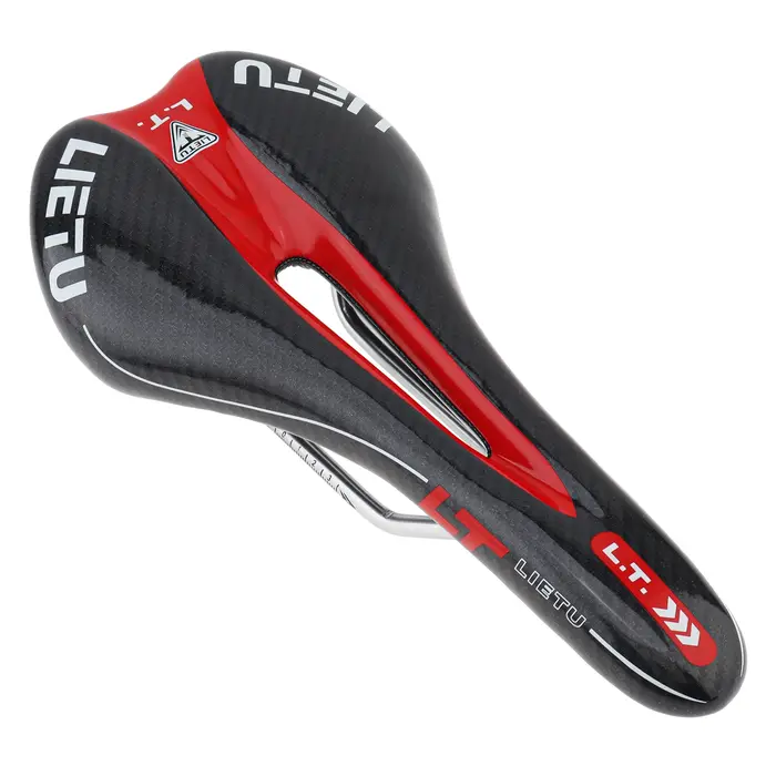 Selle de vélo VTT et route LIETU tissage 3K simili cuir design creux ergonomique pour homme confort durable rouge bleu kaki blanc