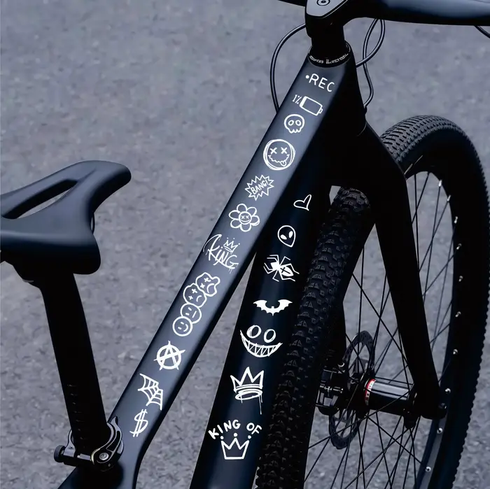 Autocollants en vinyle imperméables, autocollants mignons de style graffiti pour le tube supérieur du vélo de route, personnalisation DIY pour le cyclisme