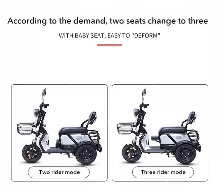 Tricycle électrique avec alarme antivol pour adultes