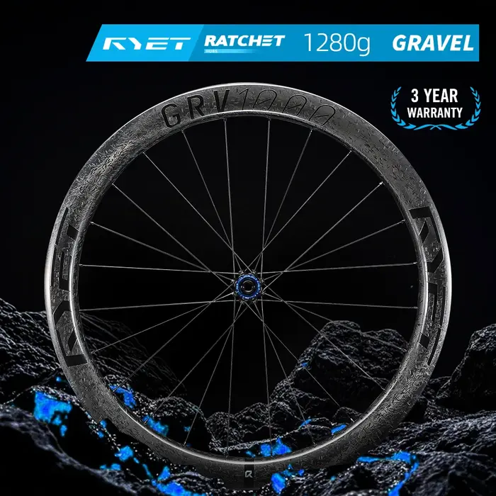 Jeu de roues en carbone RYET 1280g pour gravier