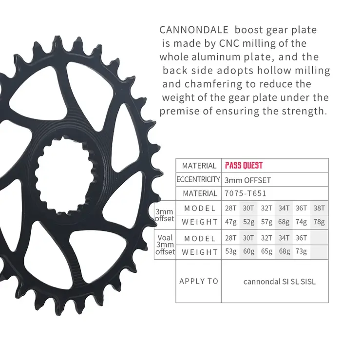 Pass Quest-Pédalier de vélo à décalage de synchronisation CANNONDALE si, plateaux de vélo, pièces de
