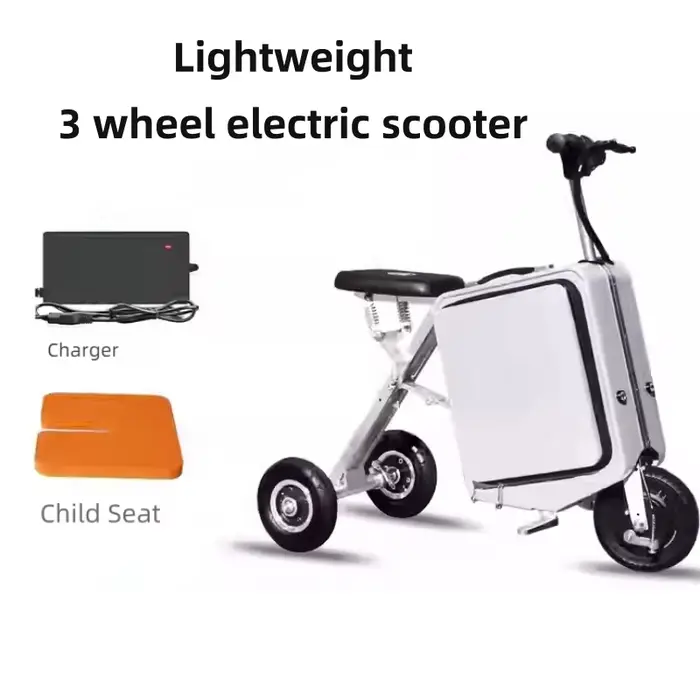 Scooter électrique de mobilité pliant 2 places léger avec batterie amovible et cadre en alliage d'aluminium aéronautique pour adultes seniors