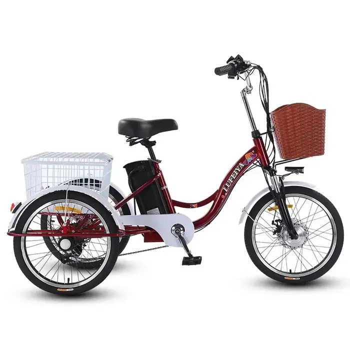 Tricycle électrique à 3 roues pour adultes, 350W, 48V, 7 vitesses, 20 pouces, vélo cargo électrique 