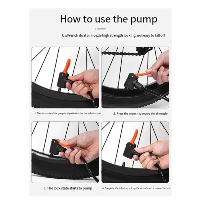 Pompe à pied de vélo Portable, gonfleur de pneus activé au pied manuel pour vélo/boules avec Valve e