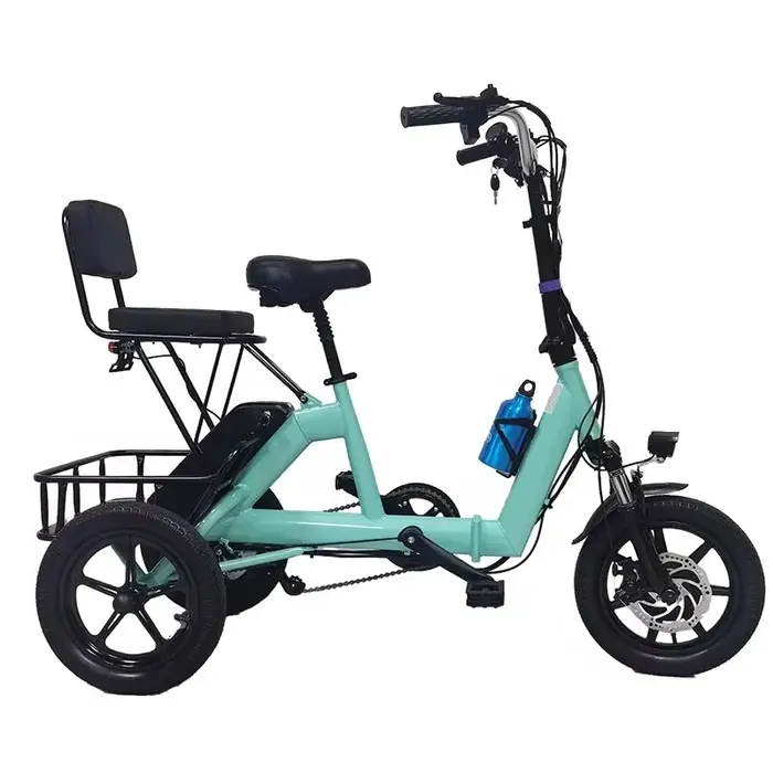 14 pouces 3 roues vélo électrique pliable femmes ville avec siège enfant 48V Mini Tricycle