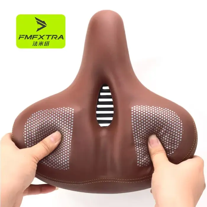 Selle de vélo de route surdimensionnée en cuir rembourrée extra douce pour homme et femme confort unisexe blanc jaune rouge bordeaux