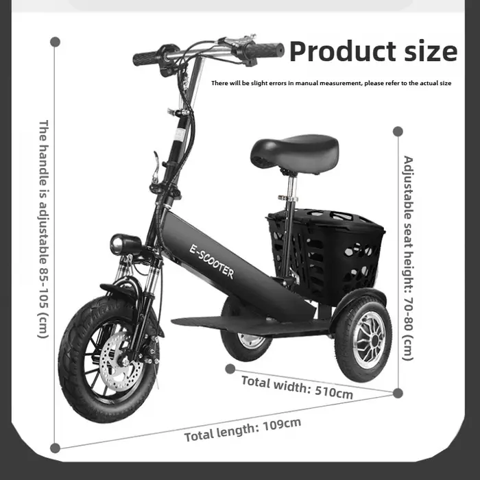 Pliant avec panier Scooter électrique Mini petite batterie au Lithium amovible Tricycle
