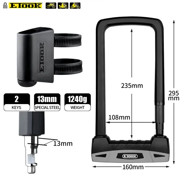 Etook-Serrure u-lock antivol pour vélo