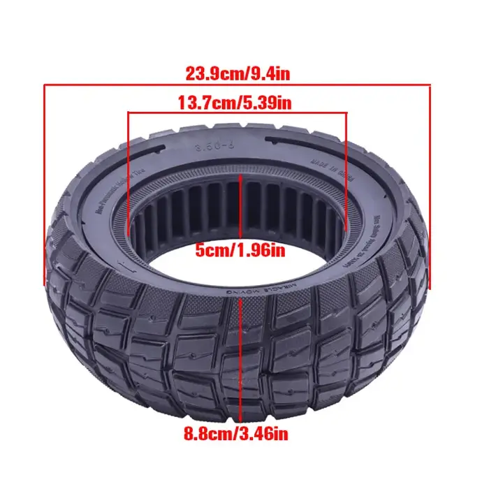 Pneus de trottinette antidérapants, durables et non gonflables à structure grillagée, remplacement idéal pour les pneus pleins 3.50-6