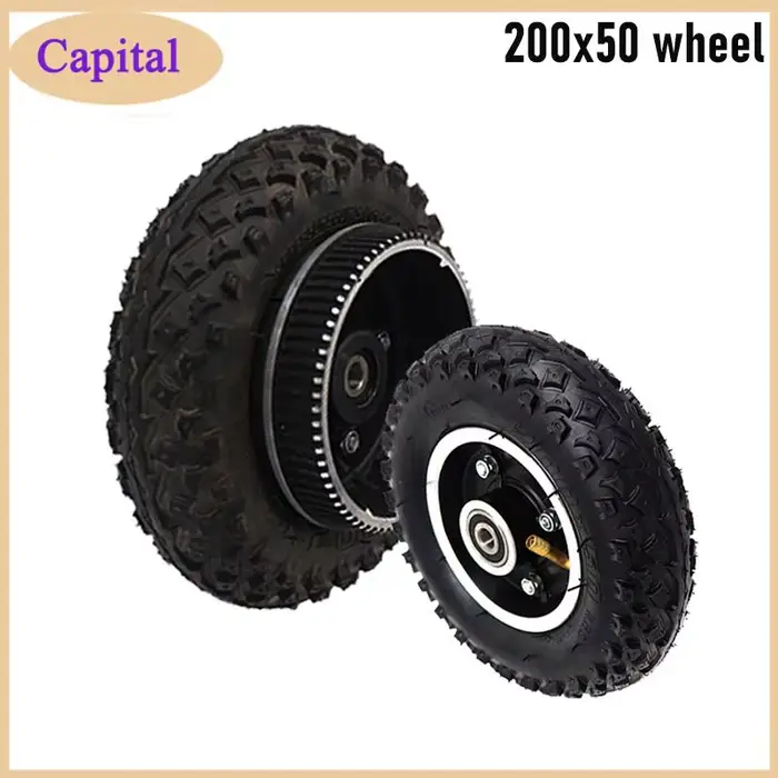 Roue pneumatique tout-terrain 200x50 pour trottinette électrique, fauteuil roulant et chariot à main, avec engrenage d'entraînement et pneus intérieur et extérieur