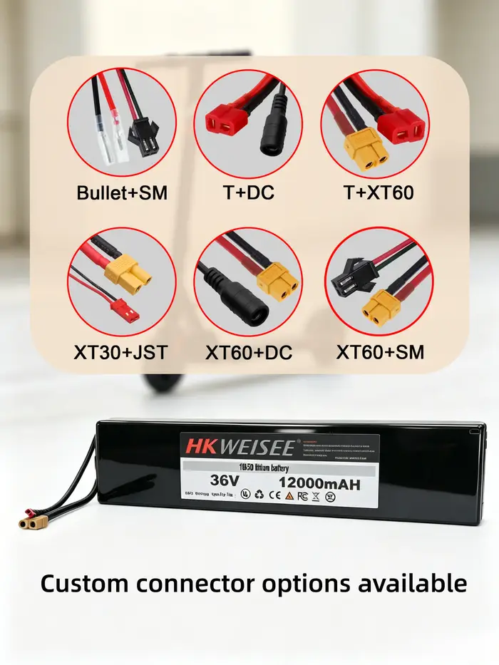 Batterie au lithium pour trottinette électrique, 36V, 12000mAh, rechargeable, haute capacité, avec BMS, pour moteurs de 250W à 500W