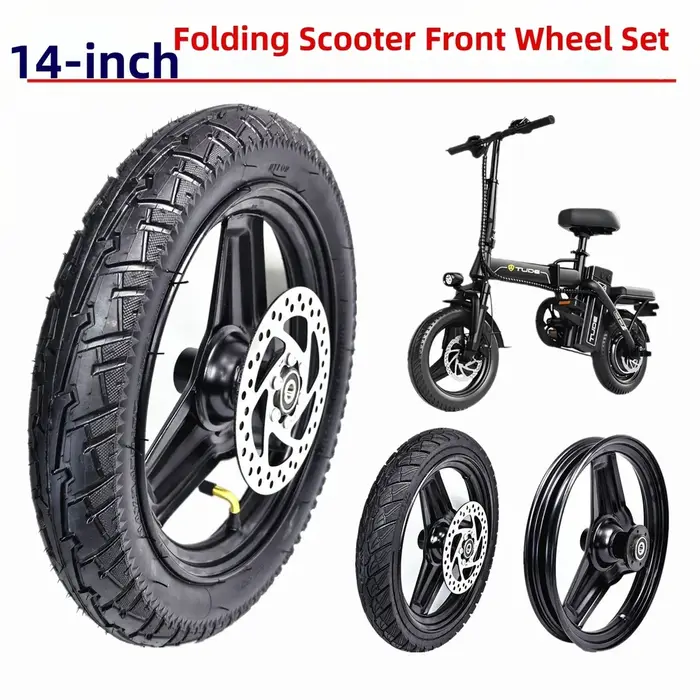 Roue avant de trottinette électrique pliable de 14 pouces, pneu solide sous vide 14x2.125, moyeu en fer, ensemble de roue pour trottinette électrique, pièces de rechange