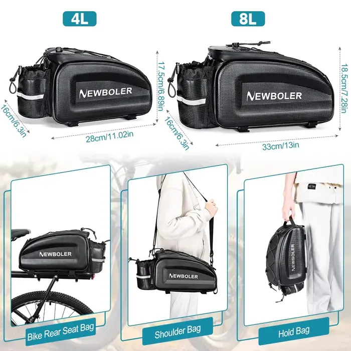 NEWBOLER sac de coffre de vélo à coque rigide sac à bandoulière