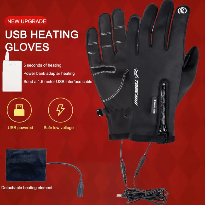 Gants de cyclisme avec prise en charge USB du bout des doigts et des écrans tactiles