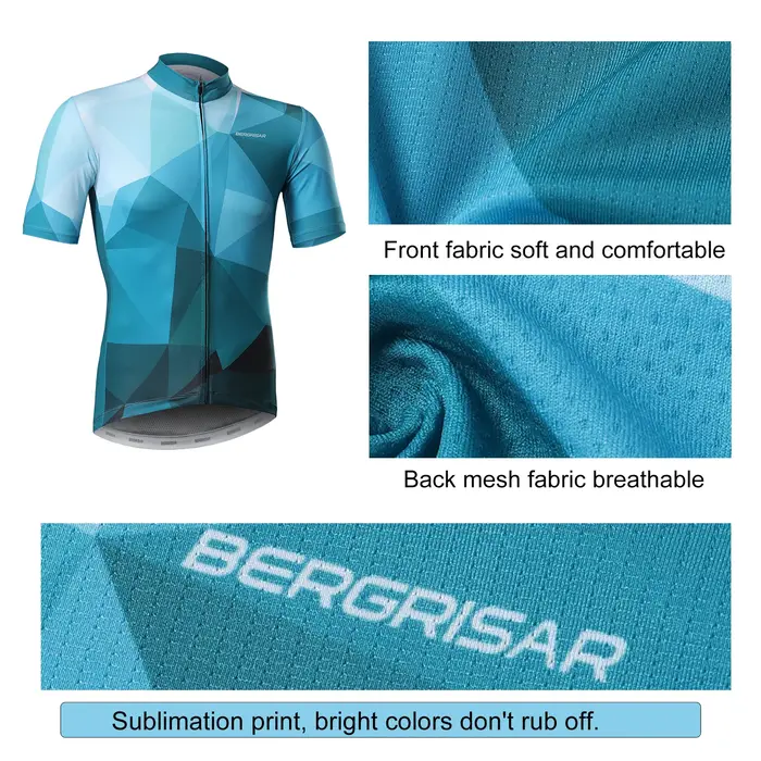 BERGRISAR-Maillot de cyclisme respirant pour homme, chemise de vélo VTT, vêtements de vélo de montag