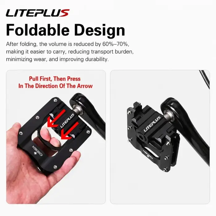 Pédales de vélo pliantes LITEPLUS à 3 roulements
