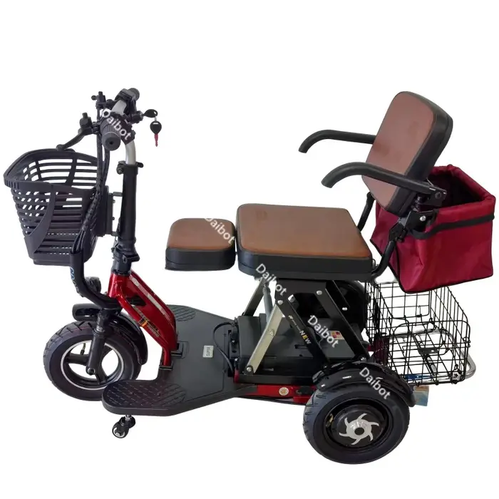 Famille Parents enfant Scooter électrique 2 sièges 3 roues personnes âgées 700W Anti rouleau nouveau Tricycle