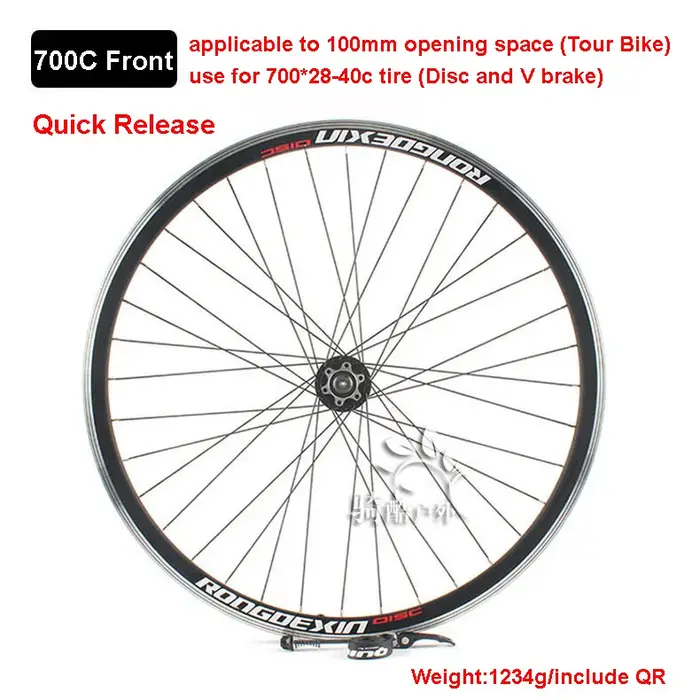 Paire de roues de vélo Cruiser Tour, jante à double pont, disque de roue avant, frein en V, roues arrière, cassette et moyeu vissé, 36H, 700C