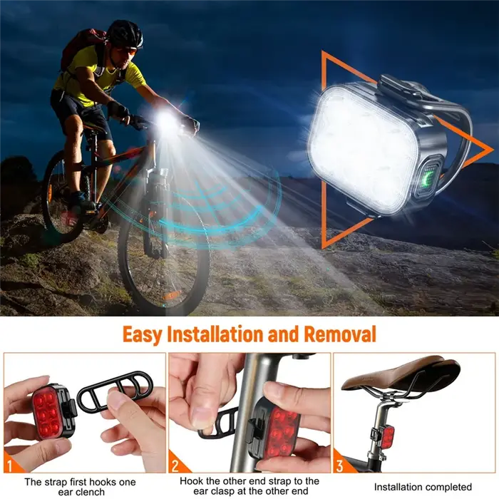 A06F-ensemble de lumières de vélo pour le cyclisme de montagne sur route charge rapide phare