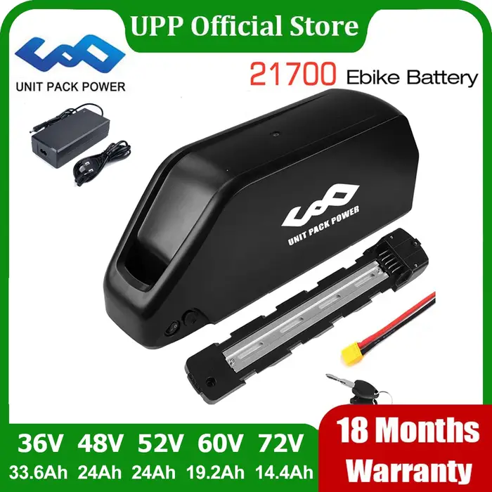 Batterie de Vélo Électrique 21700 Downtube Polly 72V 60V 52V 48V 24Ah 36V 30Ah 25Ah 15Ah pour Moteur