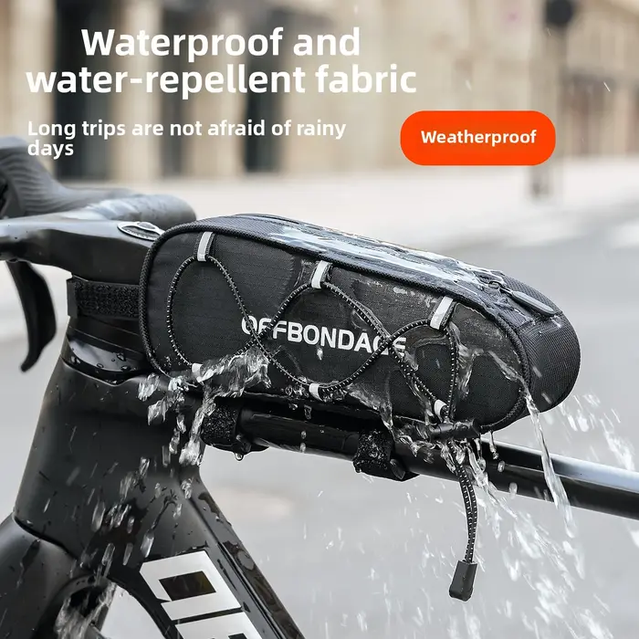 OFFBONDAGE Sacoche de vélo imperméable et réfléchissante pour tube supérieur avant