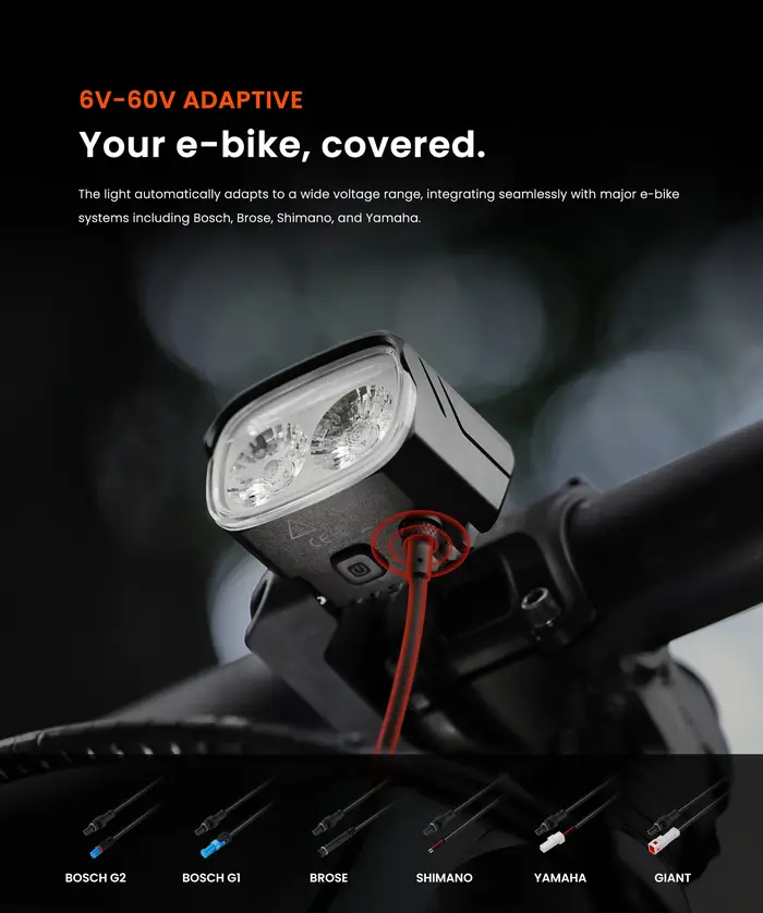 Phare avant pour vélo électrique Magicshine ME 2000 V2.0 haute puissance 2000 lumens en alliage d'aluminium étanche IPX6 pour moteurs Bosch Shimano Brose Yamaha