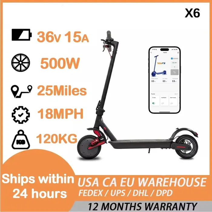 Trottinette électrique intelligente pliable pour les trajets quotidiens, moteur 36V 500W, autonomie de 25 miles, trottinette électrique intelligente pour adultes avec application