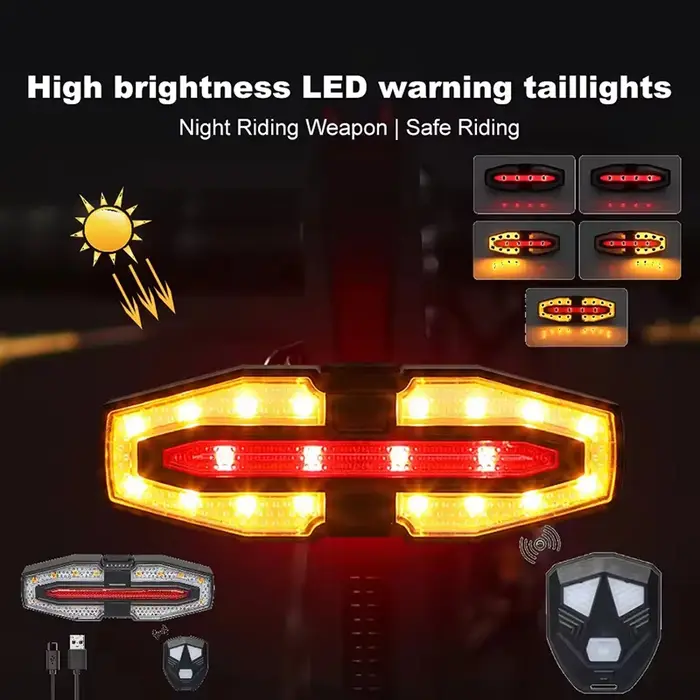 Clignotants feux arrière de vélo télécommande sans fil feu