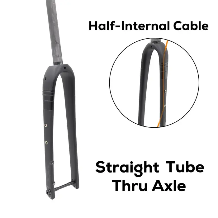Fourche avant de vélo en gravier, câblage interne en Fiber de carbone, Tube droit/conique, mat 700C