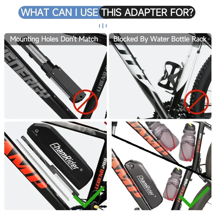 Support de montage de batterie pour vélo électrique cadre tube inférieur gris clair adaptateur sécurisé pour accessoires de vélo électrique