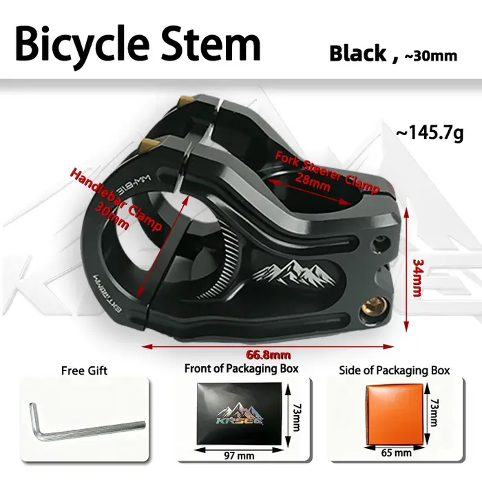 Tige de guidon de vélo de montagne 31.8 Power, tige courte en alliage d'aluminium pour VTT