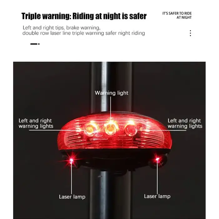 Feu arrière de vélo à 5 LED