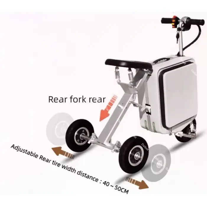 Scooter électrique de mobilité pliant 2 places léger avec batterie amovible et cadre en alliage d'aluminium aéronautique pour adultes seniors