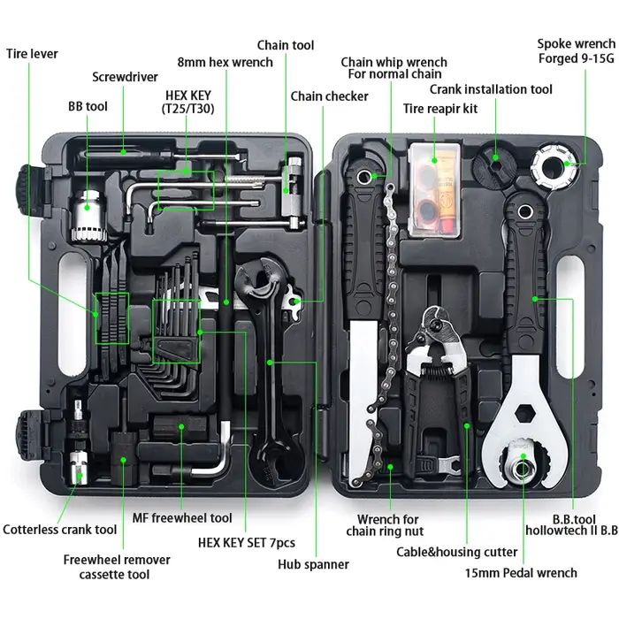 Trousse à outils professionnelle pour vélo 21 en 1 | Outil de réparation multifonction pour manivelle