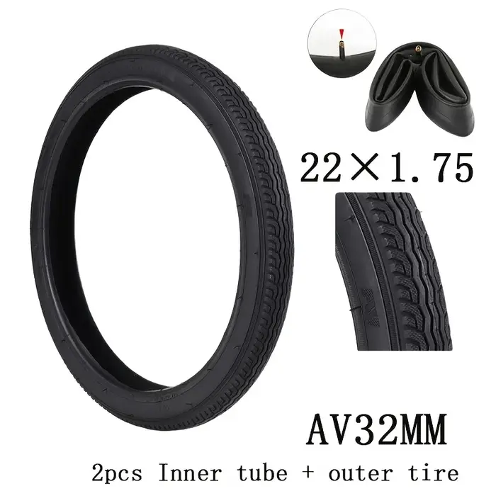 Pneu de vélo 1 pièce et chambre à air 1 pièce 22/24/26 x 1,75 pouces, pneu extérieur de vélo de rout