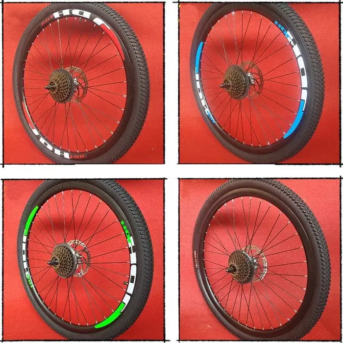 Ensemble de roues de vélo de montagne VTT jantes en alliage d'aluminium double paroi avec pneus noirs pour frein à disque et V