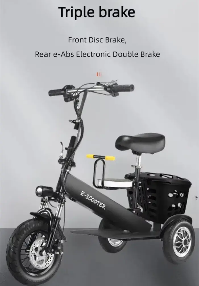 Tricycle électrique pliable à double moteur pour adultes