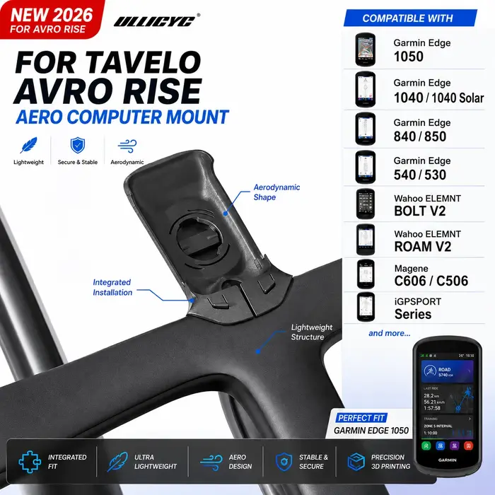 Support d'ordinateur aérodynamique imprimé en 3D pour guidon Tavelo Avro Rise Rocket, compatible ave
