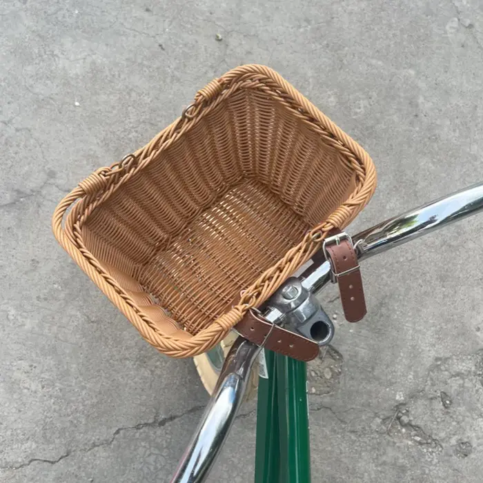 Panier avant de vélo avec sangles en cuir réglables