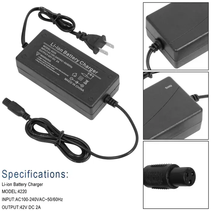 Chargeur de batterie pour vélo électrique Hoverboard 42v 2A