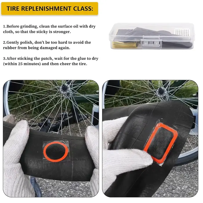 Kit d'outils de réparation de vélo portable 40 pièces, patchs en caoutchouc auto-adhésifs avec étui 